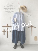 SO／フリルカラーシャツチュニック・ブルーストライプ