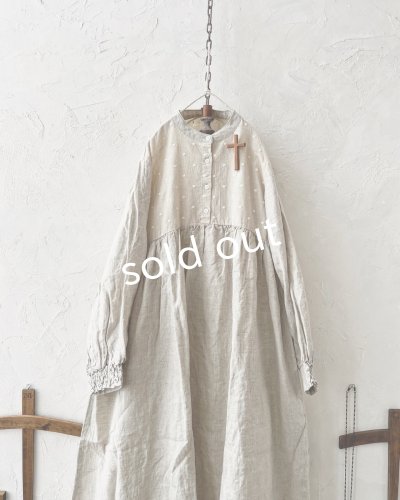 画像3: ubasoku/ドット刺繍ボリューム袖ワンピース・生成り