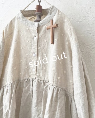 画像4: ubasoku/ドット刺繍ボリューム袖ワンピース・生成り