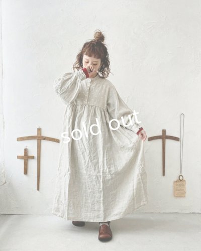 画像12: ubasoku/ドット刺繍ボリューム袖ワンピース・生成り