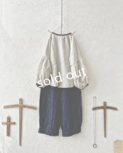 画像8: ubasoku/0530 バイカラーパフ袖ブラウス