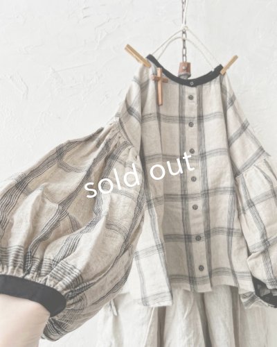 画像4: ubasoku/0507 パフ袖チェックブラウス・生成り