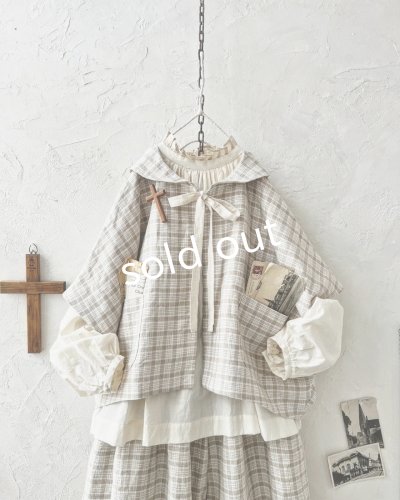 画像2: MARCHE' DE SOEUR／セーラ襟のタッセルちびジャケット・ベージュチェック