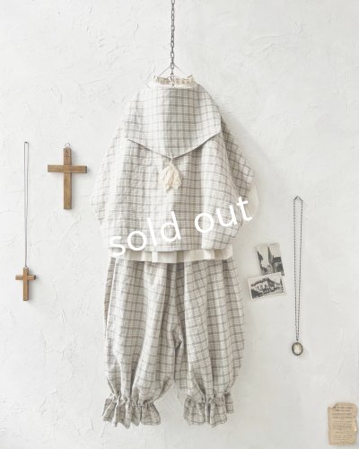 画像3: MARCHE' DE SOEUR／セーラ襟のタッセルちびジャケット・ベージュチェック