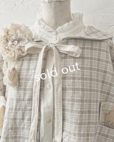 画像6: MARCHE' DE SOEUR／セーラ襟のタッセルちびジャケット・ベージュチェック