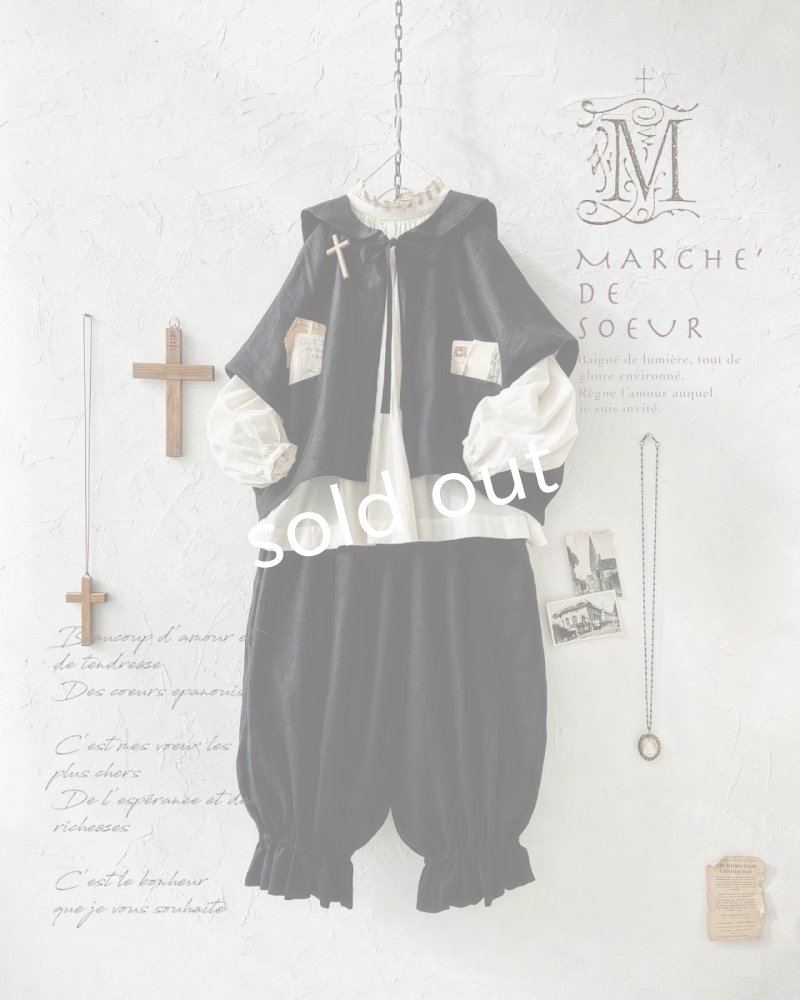 画像1: MARCHE' DE SOEUR／セーラ襟のタッセルちびジャケット・黒 (1)