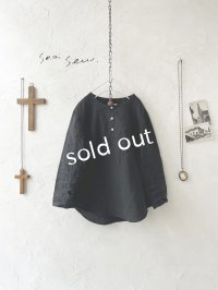 seasew.／フレンチリネンヘンリーネックプルオーバー・ブラック