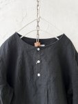 画像2: seasew.／フレンチリネンヘンリーネックプルオーバー・ブラック (2)