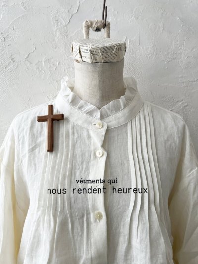 画像2: nous rendent heureux／フリル襟ピンタックブラウス・オフ