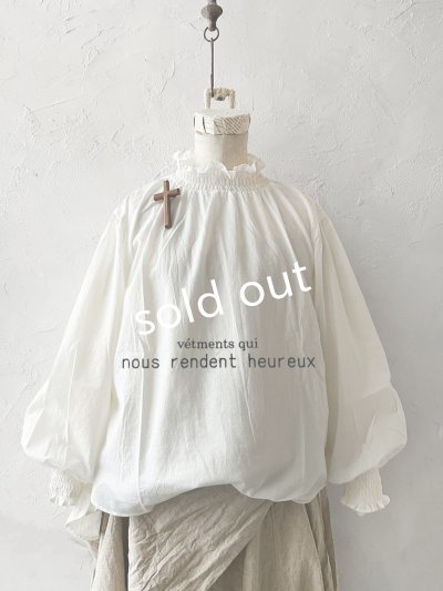 画像1: nous rendent heureux／シャーリングブラウス・オフ