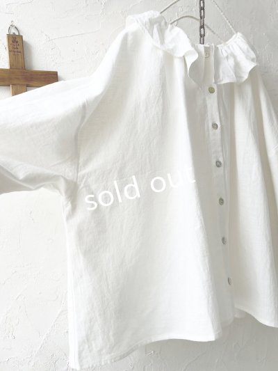 画像9: sloe／フリル襟のパフ袖ブラウス・生成り