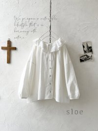 sloe／フリル襟のパフ袖ブラウス・オフホワイト