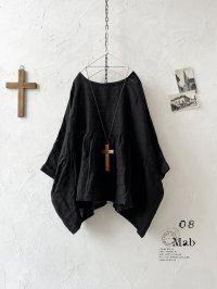 08mab/シャンブレーリネンプルオーバー・黒
