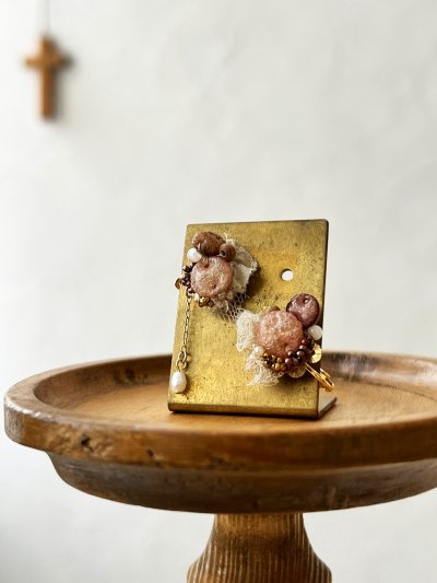 画像2: toromeco／”tsubuto” スフレスパンコールのイヤリング ・ピンクブラウン