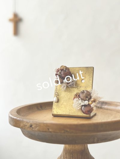 画像4: toromeco／”tsubuto” スフレスパンコールのイヤリング・ブラウンレッド