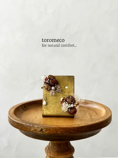 画像1: toromeco／”tsubuto” スフレスパンコールのイヤリング・ブラウンレッド