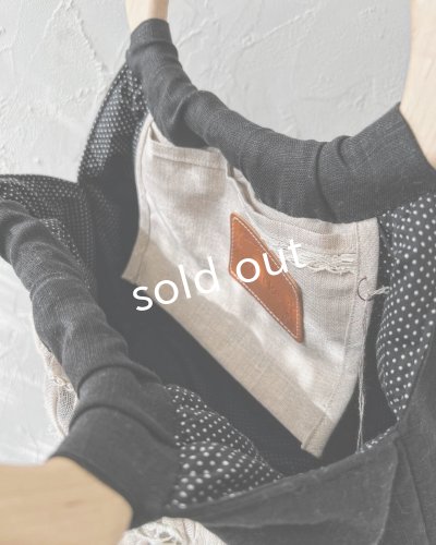 画像6: ecru-ke／木の持ち手バッグ・メープル黒リネン＆ガーゼ