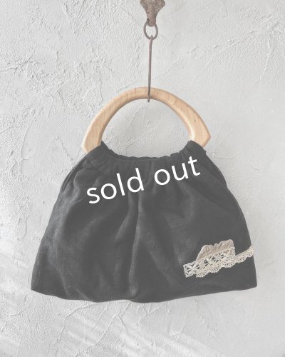 画像5: ecru-ke／木の持ち手バッグ・メープル黒リネン＆ガーゼ