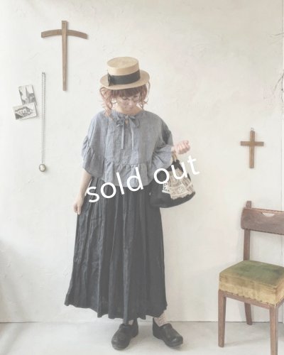 画像8: ecru-ke／木の持ち手バッグ・メープル黒リネン＆ガーゼ