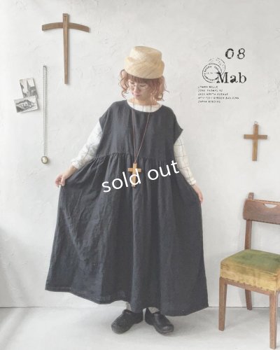 画像1: 08mab/ノースリーブワンピース・黒
