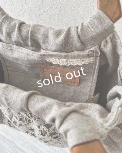 画像8: ecru-ke/木の持ち手バッグ・ブラックチェリー&ギャザーリネン