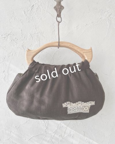 画像8: ecru-ke／木の持ち手バッグ・メープル茶＆レース