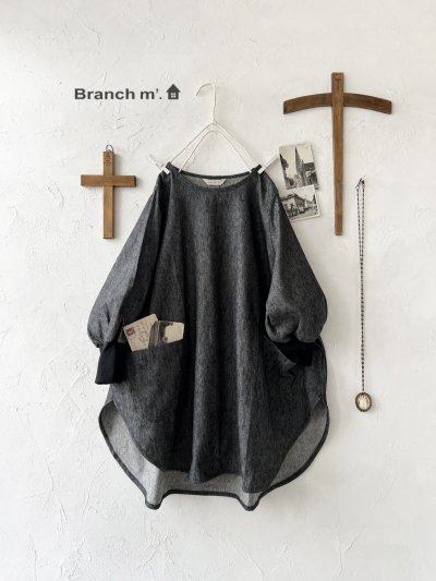 画像1: Branch m'／デニムチュニック・ブラック