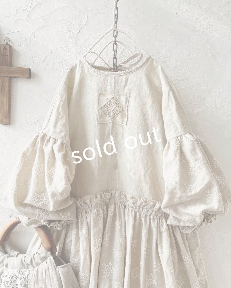画像3: MARCHE' DE SOEUR／ブルターニュのワンピース・ミルク×生成り刺繍 (3)