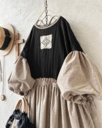 画像4: MARCHE' DE SOEUR／ブルターニュのワンピース・黒×ベージュ (4)