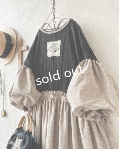 画像4: MARCHE' DE SOEUR/ブルターニュのワンピース・黒×ベージュ