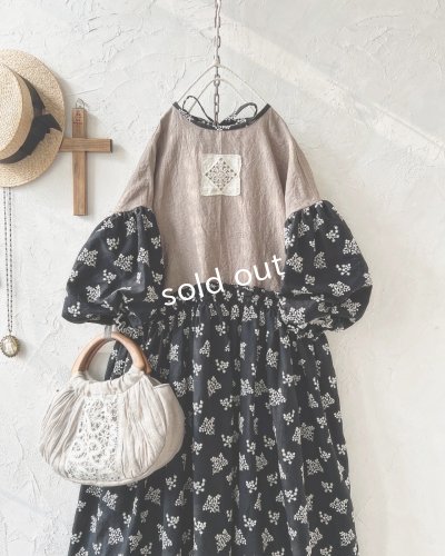 画像2: MARCHE' DE SOEUR／ブルターニュのワンピース・ココアベージュ×黒刺繍