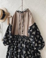 画像9: MARCHE' DE SOEUR／ブルターニュのワンピース・ココアベージュ×黒刺繍 (9)