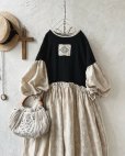 画像2: MARCHE' DE SOEUR／ブルターニュのワンピース・黒×生成り刺繍 (2)