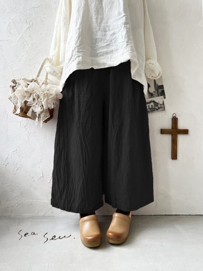 画像2: seasew.／ワッシャータックワイドパンツ・ブラック