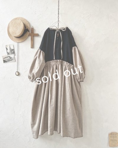 画像10: MARCHE' DE SOEUR/ブルターニュのワンピース・黒×ベージュ