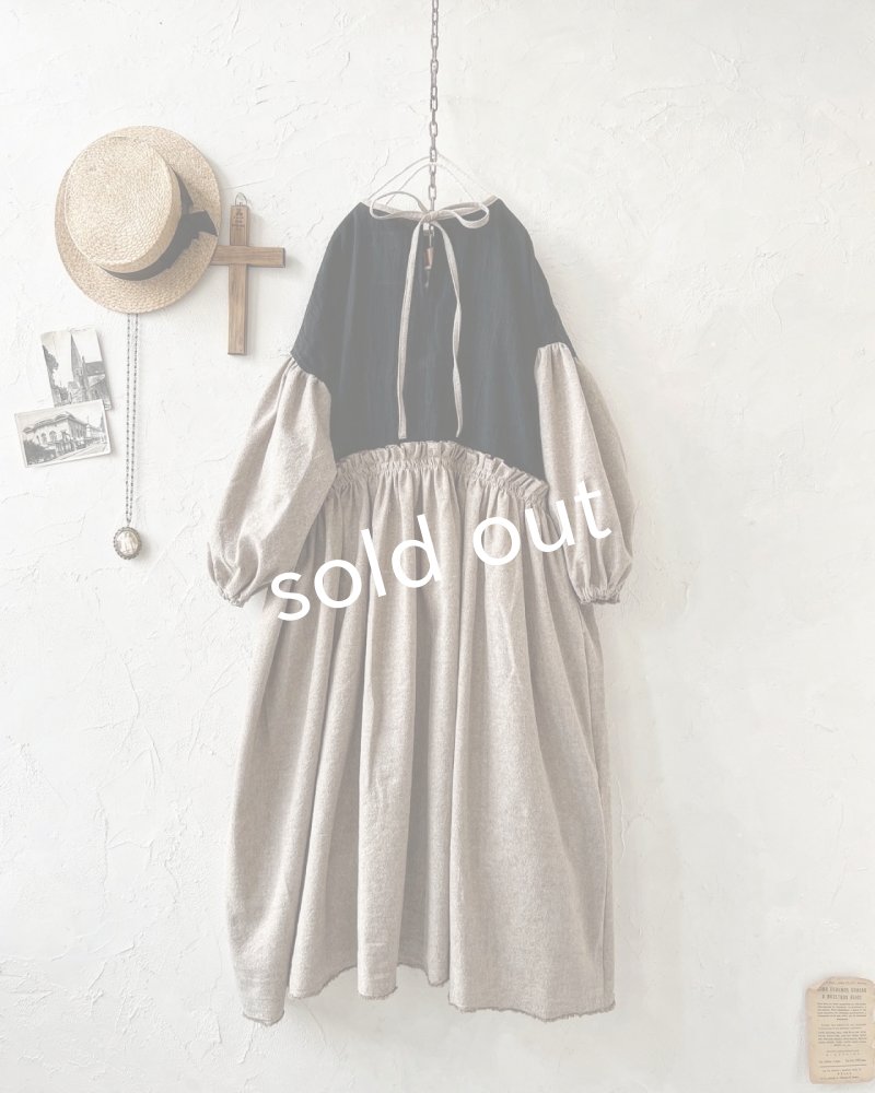 画像10: MARCHE' DE SOEUR／ブルターニュのワンピース・黒×ベージュ (10)