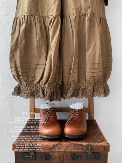 画像1: manoamano/１段レースドロワーズペチパンツ・オリーブ