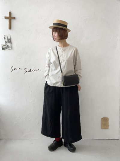 画像1: seasew.／ワッシャータックワイドパンツ・ブラック