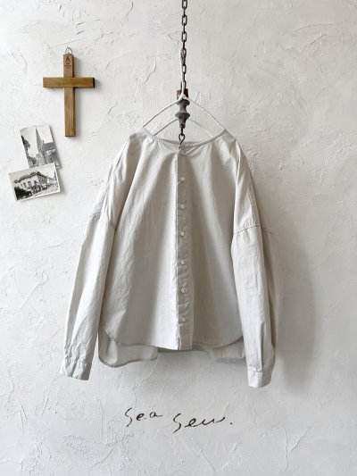 画像1: seasew.／タイプライターワッシャー長袖シャツ・ライトベージュ