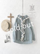 MARCHE' DE SOEUR／フローフリルタイトブラウス・ブルー