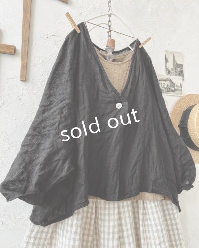 画像3: Branch m'/リネンのボレロカーディガン・黒