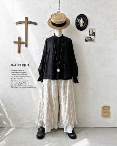画像1: HALLELUJAH／2.Chimise a Dentelle レースブラウス・black