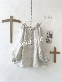 sloe/リネンギャザー襟のブラウス・ナチュラル