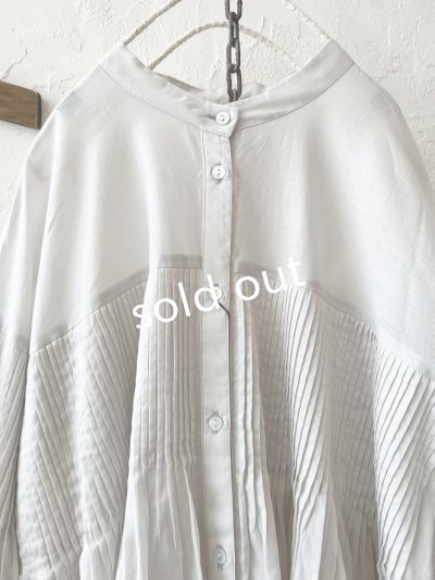 画像3: tegami/ドロップピンタックのカフスブラウス・ライトグレー