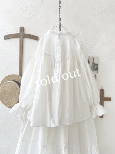 画像10: tegami/ピンタックリボンパフ袖のブラウス・オフ