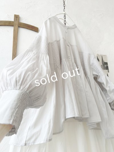 画像6: tegami/ドロップピンタックのカフスブラウス・ライトグレー