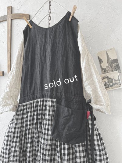 画像2: MARCHE' DE SOEUR／バッククロスワンピース・黒ギンガム