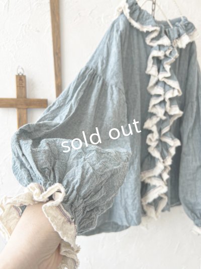 画像6: MARCHE' DE SOEUR／フローフリルパフ袖ブラウス・ブルー