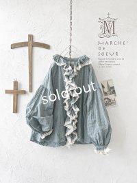 MARCHE' DE SOEUR／フローフリルパフ袖ブラウス・ブルー