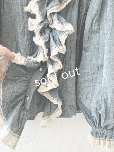 画像3: MARCHE' DE SOEUR／フローフリルパフ袖ブラウス・ブルー